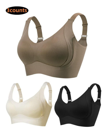 🎁Buy 1 Get 2 Free💕Women's Ribbed Push Up Adjustable Wireless Bra