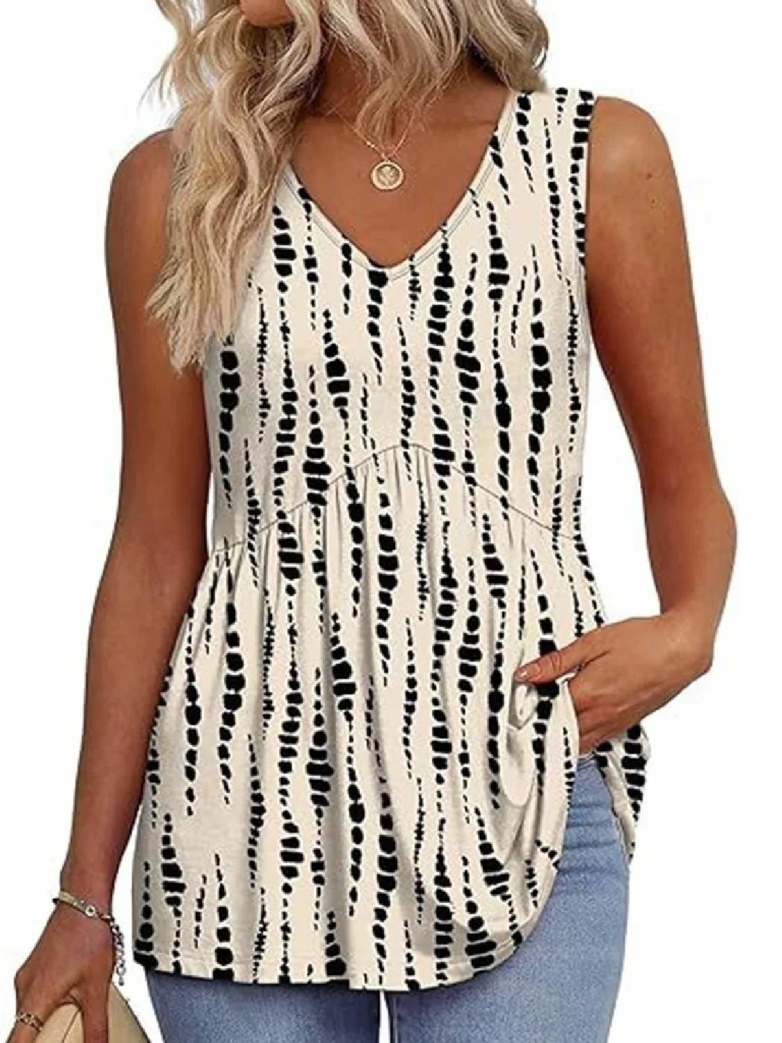 💖LAST DAY SALE ✨Women Dressy Sleeveless V Neck Babydoll Tank Tops