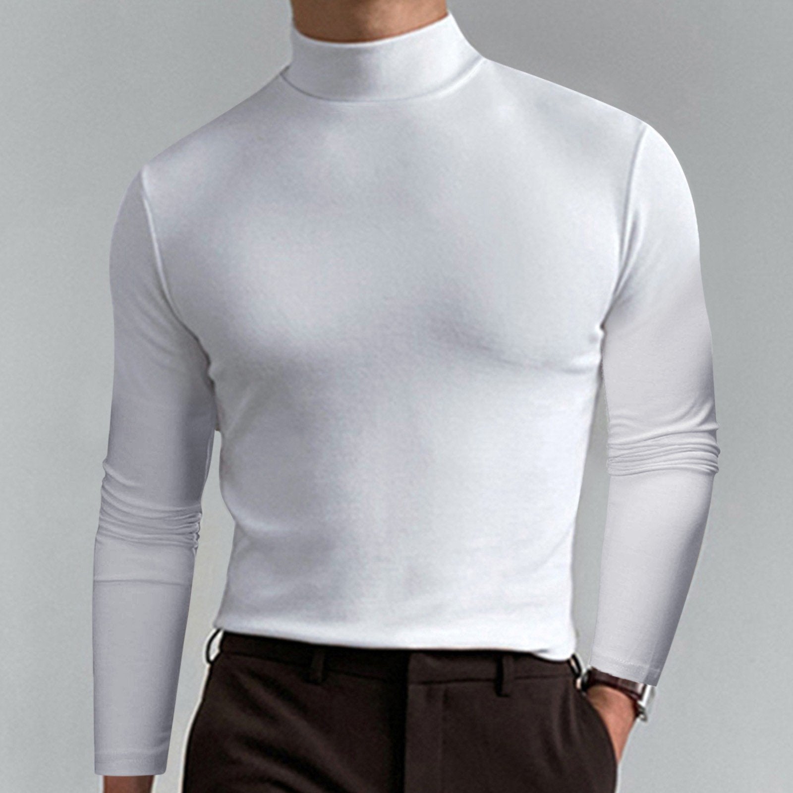 ⏳Begrenzte Zeit 52% Rabatt💥🎁【Geschenk-Empfehlung】Hochgeschlossenes Herren-T-Shirt mit langen Ärmeln und schmaler Passform