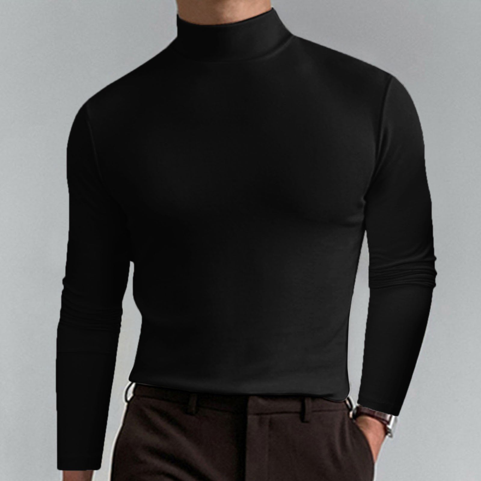 ⏳Begrenzte Zeit 52% Rabatt💥🎁【Geschenk-Empfehlung】Hochgeschlossenes Herren-T-Shirt mit langen Ärmeln und schmaler Passform