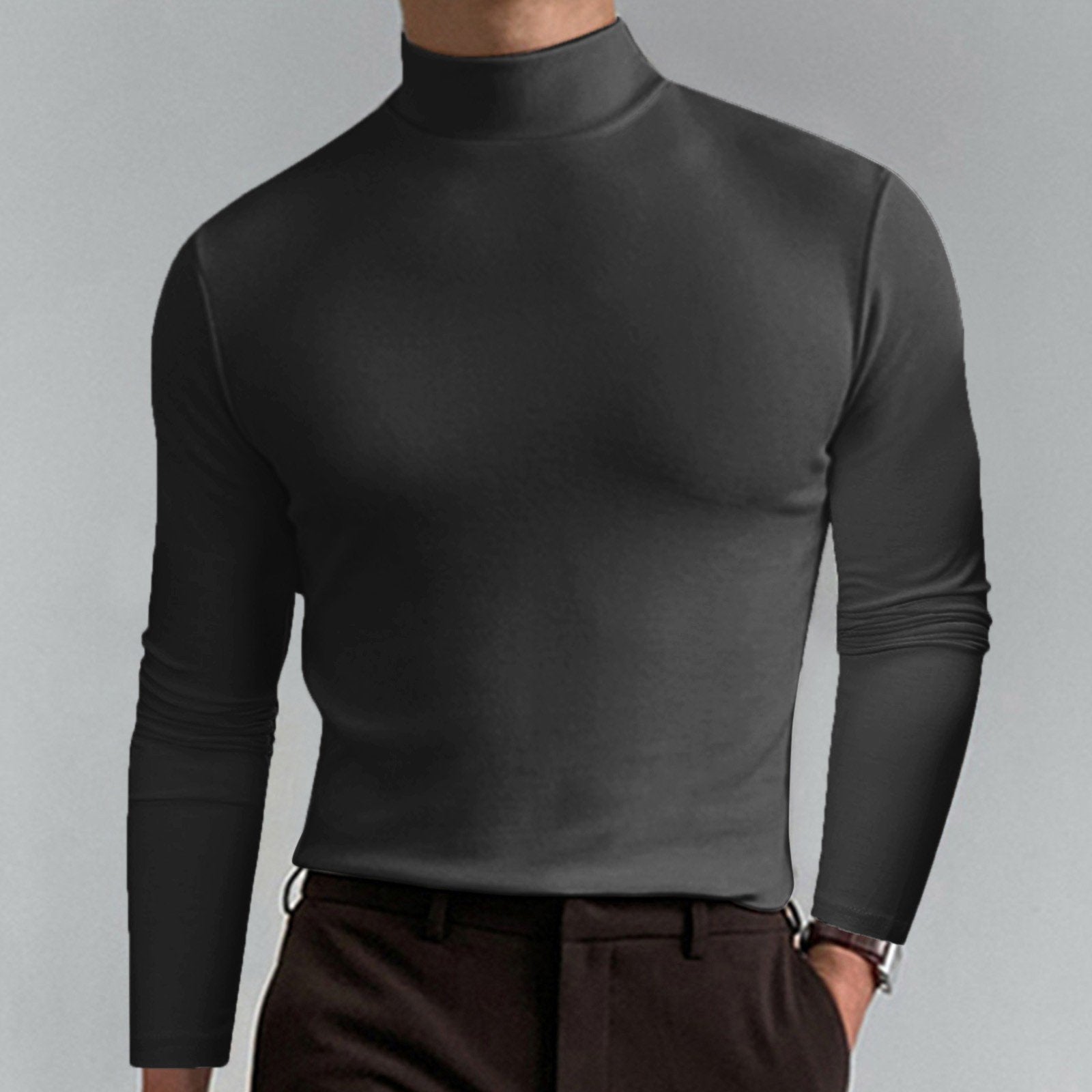 ⏳Begrenzte Zeit 52% Rabatt💥🎁【Geschenk-Empfehlung】Hochgeschlossenes Herren-T-Shirt mit langen Ärmeln und schmaler Passform