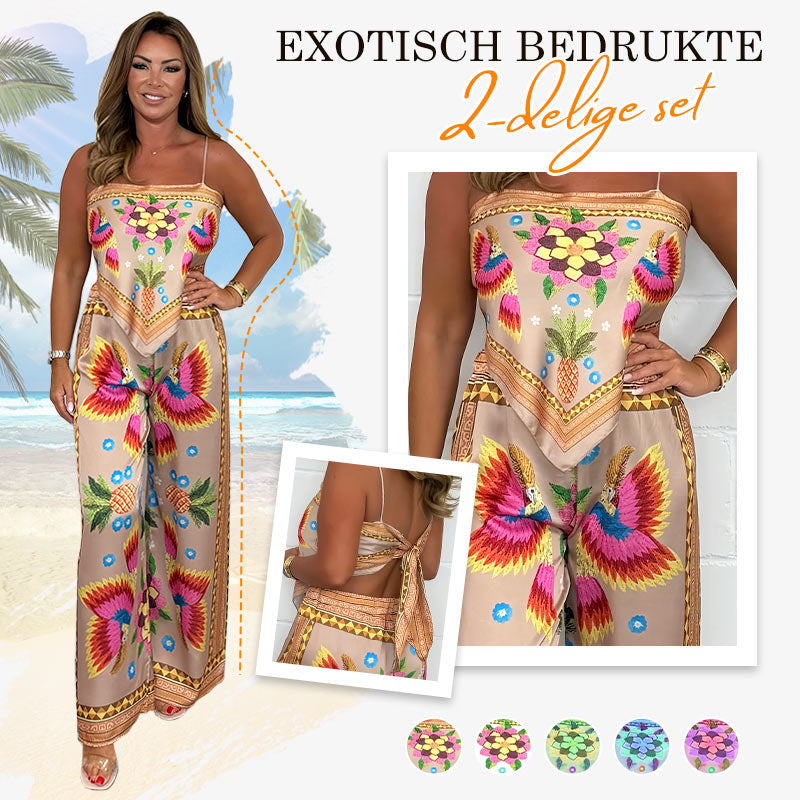 ✨Big price reduction✨Women's Spaghetti Strap Printed Top & Loose Pants 2-Piece Set