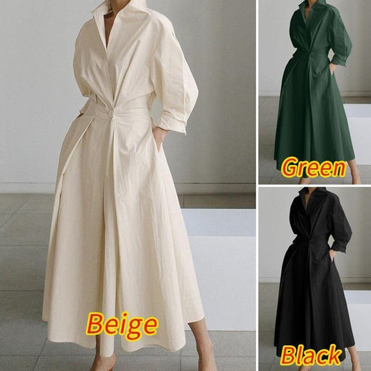 🔥Hot Sale 50% OFF💃Women's Pure Cotton Shirt Collar Dress