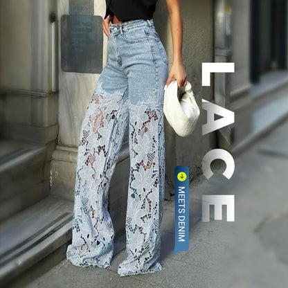 ⏳Time-limited Special⏰Fashion Lace Patchwork Denim Jeans