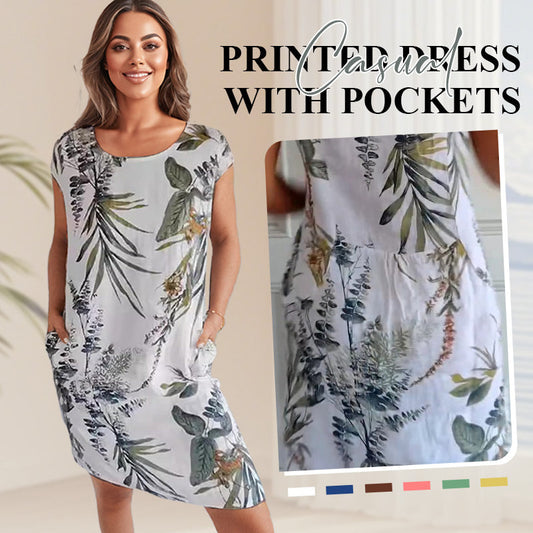 🍀🌷MOTHER'S DAY HOT SALE 50% OFF🍀🌷Women's Cotton Loose Printed Dress (BUY MORE SAVE MORE)