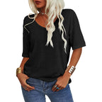 💖2025 Summer Sale 58% OFF💥Women's Solid Color V-Neck T-shirt