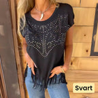 🔥Big price reduction！🔥Women's Solid Colour Short Sleeve T-shirt With Hot Print And Frayed Hem
