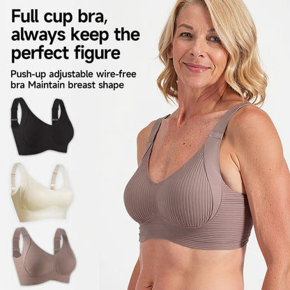 🎁Buy 1 Get 2 Free💕Women's Ribbed Push Up Adjustable Wireless Bra