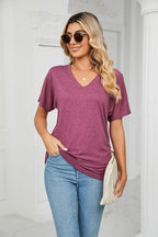 💕Mother's Day Promotion- UP TO 49% OFF🌷V-Neck Solid Color Loose Ladies Tops