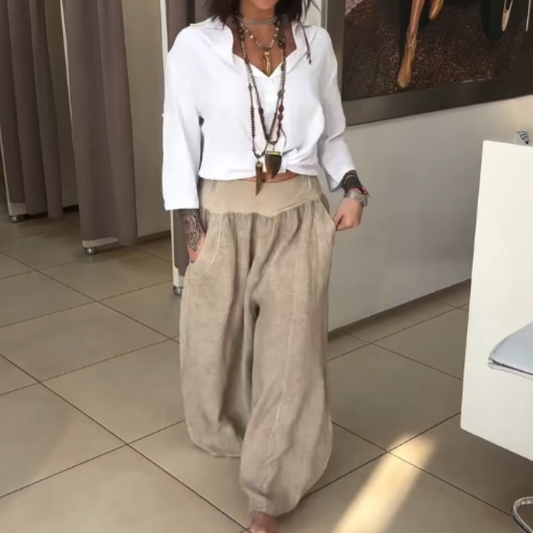 🌸Seasonal dress 50% OFF🌸Women’s Elastic Wide-Leg Pants with Pockets👖