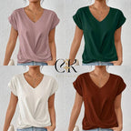 💥Last Day Sale 50% OFF👚Casual Short Sleeve Elegant V-neck Twist Tee