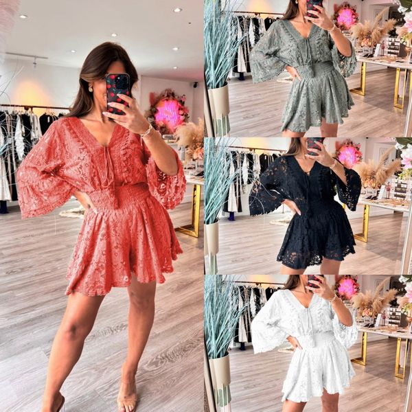 🌸Big price reduction🔥Casual Short V-Neck Lace Suit