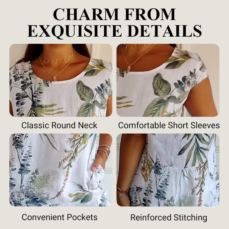 🍀🌷MOTHER'S DAY HOT SALE 50% OFF🍀🌷Women's Cotton Loose Printed Dress (BUY MORE SAVE MORE)