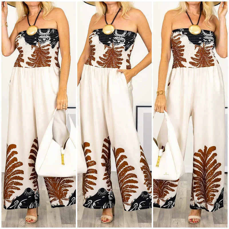 🔥 Summer Special 50% off 🌊💕Women’s Sexy Summer Print Loose Fit Strapless Jumpsuit
