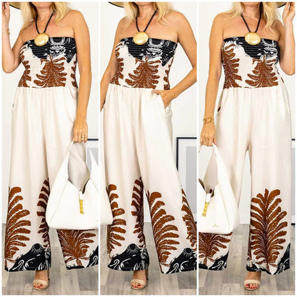 🔥 Summer Special 50% off 🌊💕Women’s Sexy Summer Print Loose Fit Strapless Jumpsuit