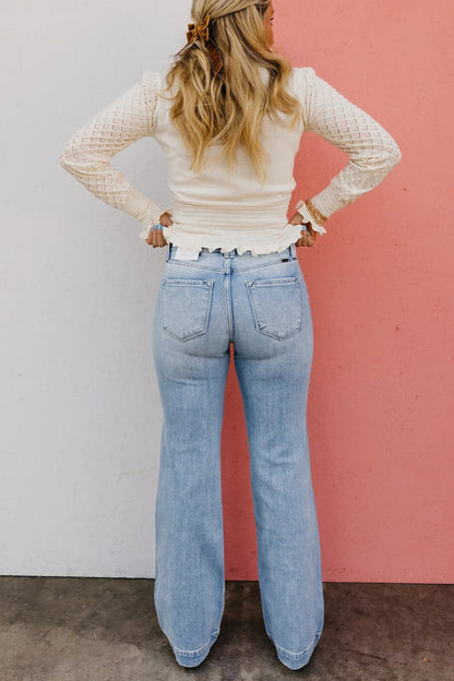 ⏰LIMITED DAYS 50% OFF💥High Rise Vintage Wash Tummy Control Top Straight Leg Jeans