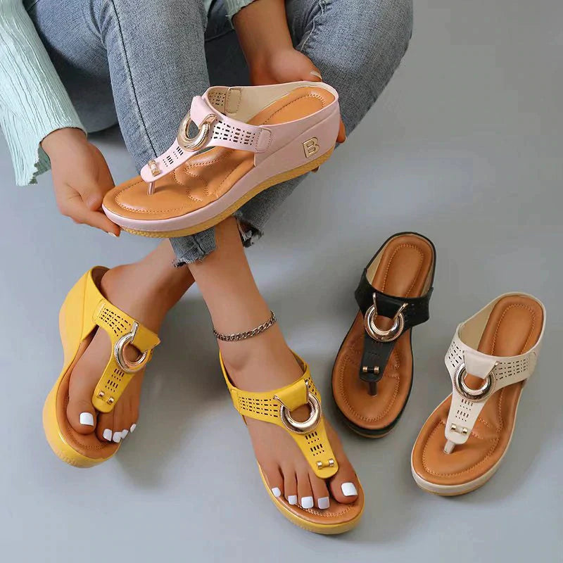 🎉Hot Sale 49% OFF🎉Women's Leather Wedge Slide Sandals（Buy Two Free Shipping）