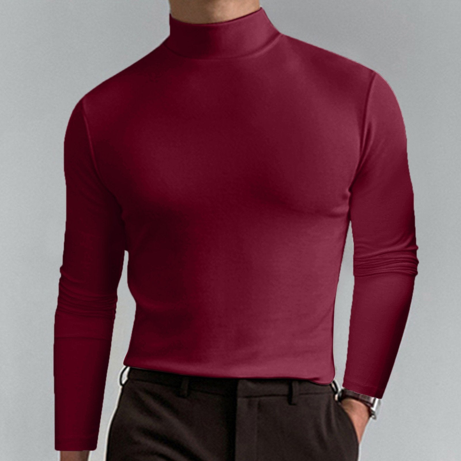 ⏳Begrenzte Zeit 52% Rabatt💥🎁【Geschenk-Empfehlung】Hochgeschlossenes Herren-T-Shirt mit langen Ärmeln und schmaler Passform