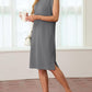 💙LAST DAY SALE 50% OFF💙Women Round Neck Loose Split Wrinkle-Free Midi Dress with Pockets