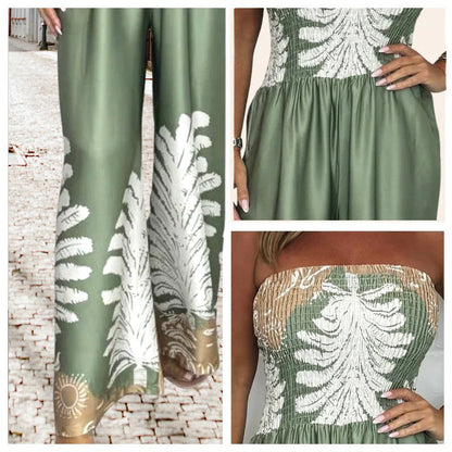 🔥 Summer Special 50% off 🌊💕Women’s Sexy Summer Print Loose Fit Strapless Jumpsuit