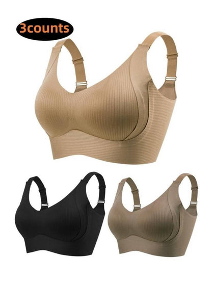 🎁Buy 1 Get 2 Free💕Women's Ribbed Push Up Adjustable Wireless Bra