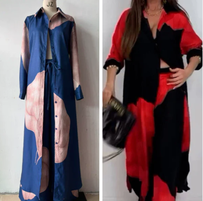 🩷Summer Special Offer🌼Full Button Down Long Shirt & Drawstring Pants Set