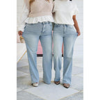 ⏰Hot Sales - 50% OFF👖High Rise Vintage Wash Tummy Control Top Straight Leg Jeans