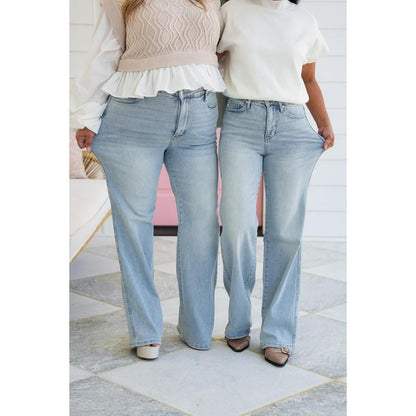 ⏰LIMITED DAYS 50% OFF💥High Rise Vintage Wash Tummy Control Top Straight Leg Jeans