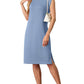 💙LAST DAY SALE 50% OFF💙Women Round Neck Loose Split Wrinkle-Free Midi Dress with Pockets