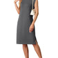 💙LAST DAY SALE 50% OFF💙Women Round Neck Loose Split Wrinkle-Free Midi Dress with Pockets