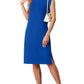 💙LAST DAY SALE 50% OFF💙Women Round Neck Loose Split Wrinkle-Free Midi Dress with Pockets