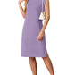 💙LAST DAY SALE 50% OFF💙Women Round Neck Loose Split Wrinkle-Free Midi Dress with Pockets