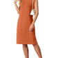 💙LAST DAY SALE 50% OFF💙Women Round Neck Loose Split Wrinkle-Free Midi Dress with Pockets