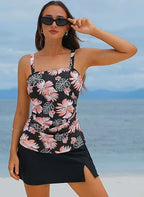 💥Big price reduction！🩱Women Vintage Tummy Control Two Piece Tankini Swimsuits