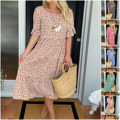 🌸Spring Specials🌸 Round Neck Polka Dot Print Midi Dress