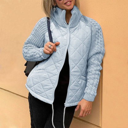 📣2025 neue limitierte Auflage 50 % Rabatt🔥Gestrickte Patchwork-Pufferjacke für Damen