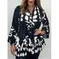 💙Big price reduction🔥V-Neck Floral Flared Sleeve Ruffle Hem Top