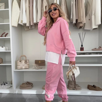 🌸Spring Specials🌸 Women's Hooded Patchwork Casual Sweatshirt Suit