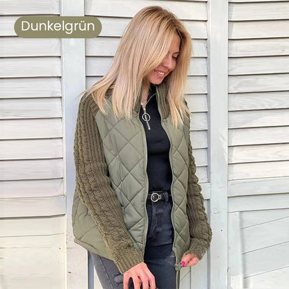 📣2025 neue limitierte Auflage 50 % Rabatt🔥Gestrickte Patchwork-Pufferjacke für Damen