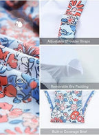 💥Big price reduction！🩱Women Vintage Tummy Control Two Piece Tankini Swimsuits
