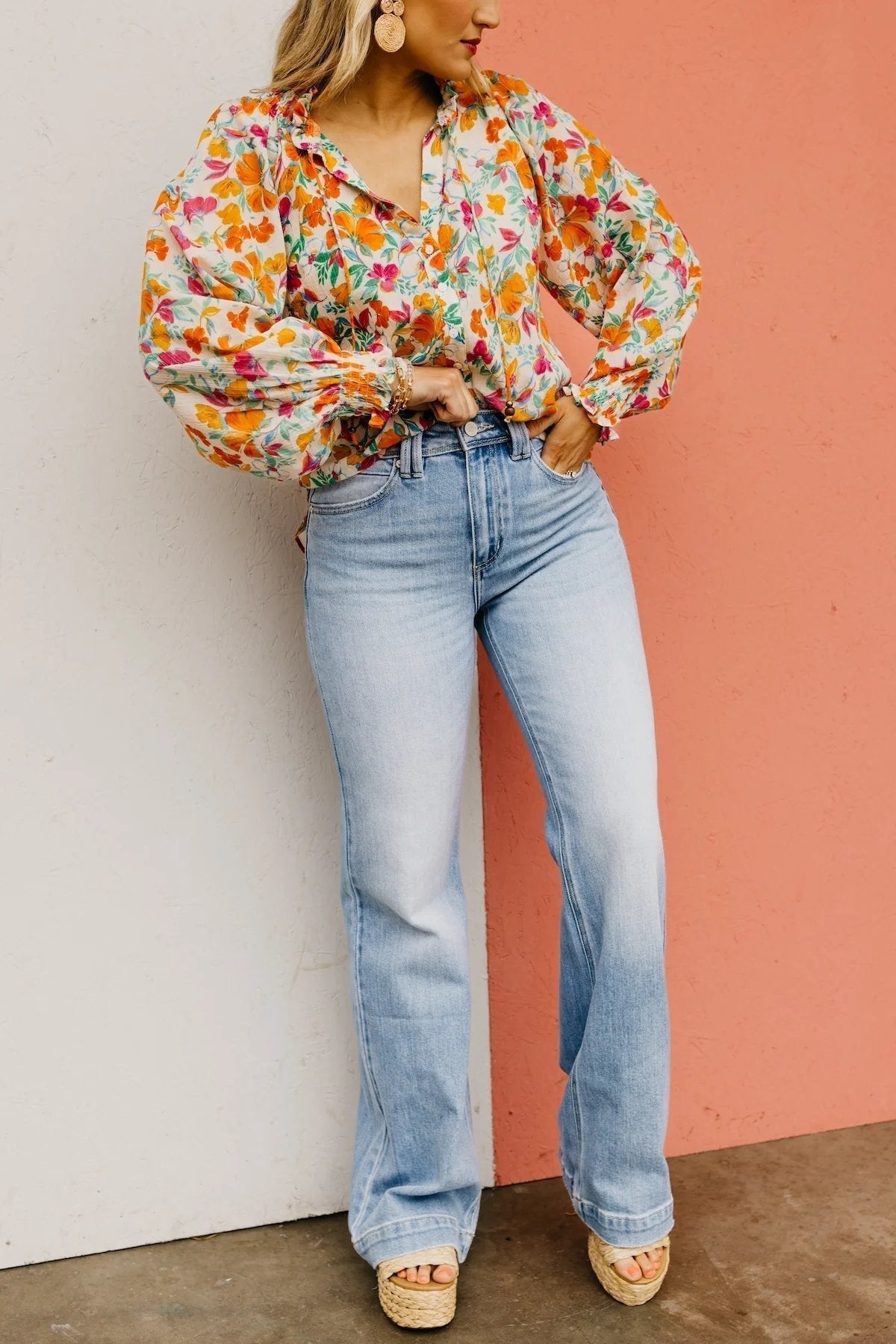 ⏰LIMITED DAYS 50% OFF💥High Rise Vintage Wash Tummy Control Top Straight Leg Jeans