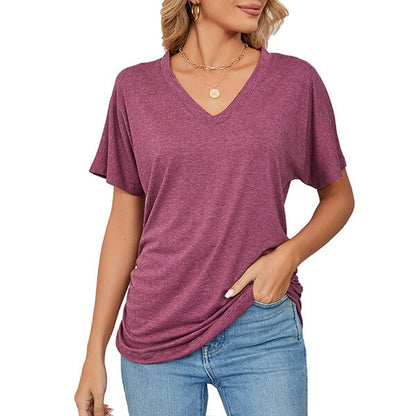 💕Mother's Day Promotion- UP TO 49% OFF🌷V-Neck Solid Color Loose Ladies Tops
