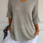 💖50% OFF💖Solid Color Knitted V-neck Top - Cozy and Stylish!