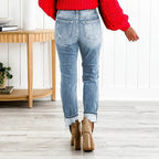 🌸Limited Time 50% Off💕Women's Tummy Control Distressed Cuffed Boyfriend Jeans