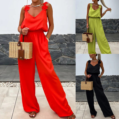 ✨Summer Style Alert🌸Women's Sleeveless Wide Leg Jumpsuit - Effortless Elegance!