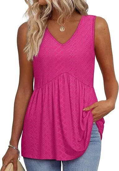 💖LAST DAY SALE ✨Women Dressy Sleeveless V Neck Babydoll Tank Tops