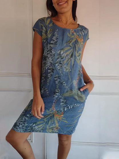 🍀🌷MOTHER'S DAY HOT SALE 50% OFF🍀🌷Women's Cotton Loose Printed Dress (BUY MORE SAVE MORE)