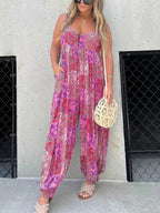 🔥Big price reduction💗Cooper Patchwork Print Loose Jumpsuit