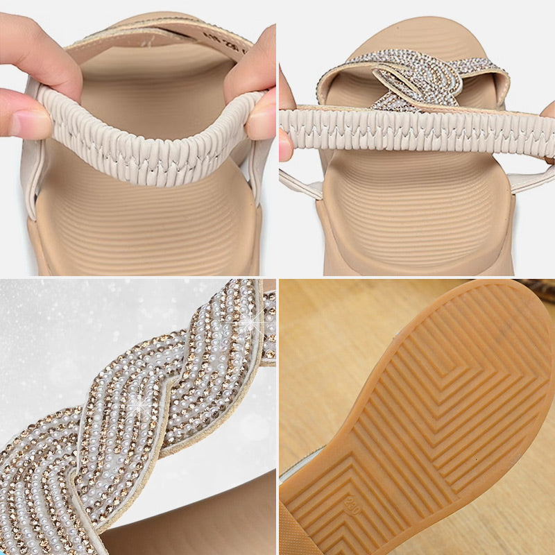 🎁Summer Sale 49% off⏳Anti-skid Soft Sole Rhinestone Wedge Heel Sandals