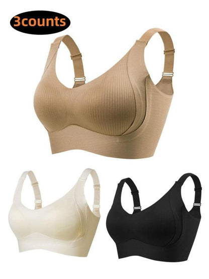 🎁Buy 1 Get 2 Free💕Women's Ribbed Push Up Adjustable Wireless Bra